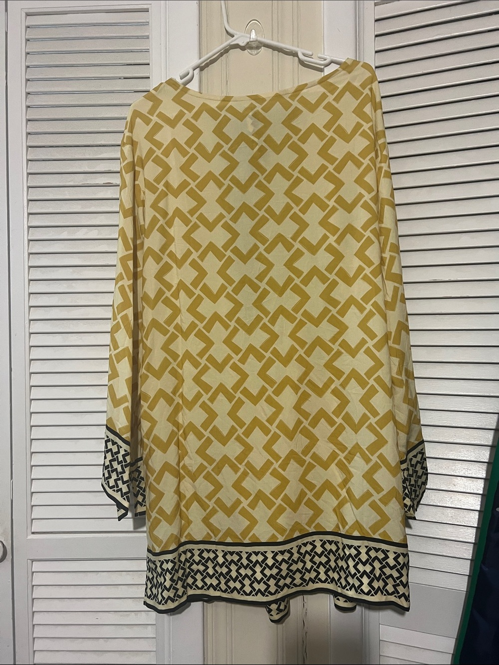 Anthropologie Yellow Geometric Long-Sleeve Tunic Dress